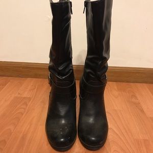 Calf Length Leather Boots